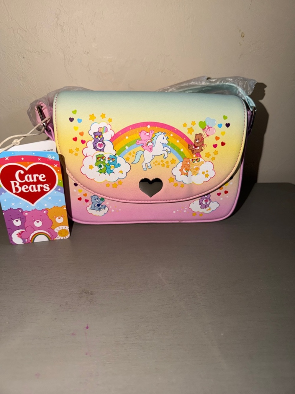 Care Bears Pastel Rainbow Crossbody Bag - Pink, Yellow, Blue
